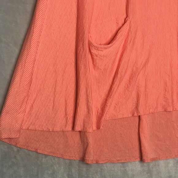 Comfy USA Top Womens Small Orange Stripe V Neck 3/4 Sleeve A Line Pockets AS IS - Picture 4 of 11